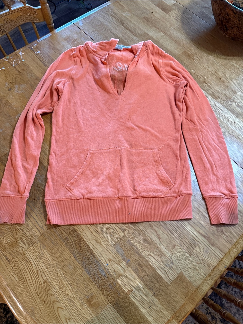 PINK Victoria's Secret Coral V-Neck Pullover Hoodie
